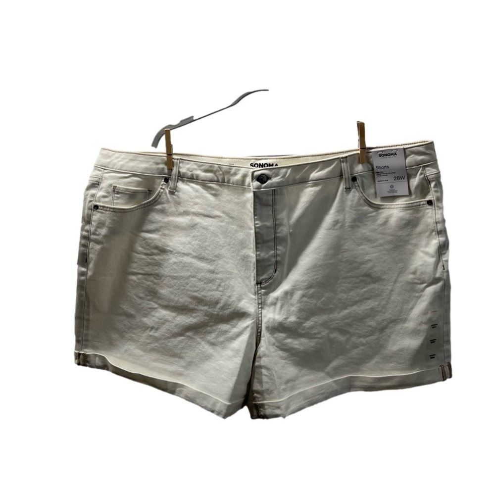 NWT Sonoma|White Denim High Rise Shorts|Size 28W